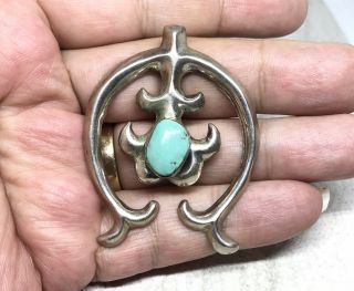 Old Pawn Vintage Navajo Sand Cast Sterling Silver Turquoise Pyrite Naja Pendant
