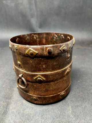 Antique Iron Grain Measurement Pot Brass Work Kitchenware Measure Pot Bowl Hook