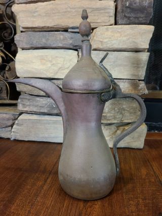 Antique Islamic Arabic Turkish Dallah Copper Coffee Tea Pot Kettle 16 Inches