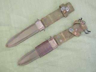 Two Ww2 Vintage Us M8 Sheaths For M3 Fighting Knife Shape.
