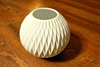 Honeycomb Porcelain Art Ball Vase Vintage Thomas Germany Rosenthal Matte Finish