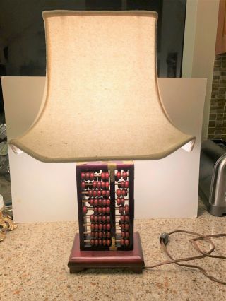Vintage Chinese/oriental Abacus W/wood Beads Table Lamp - 18 1/2 " H