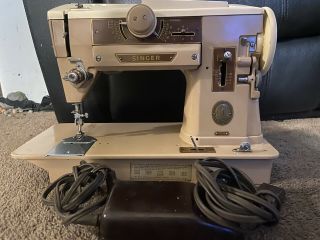 Vintage Singer Sewing Machine 401a Slant - O - Matic With Foot Pedal And Power Cord