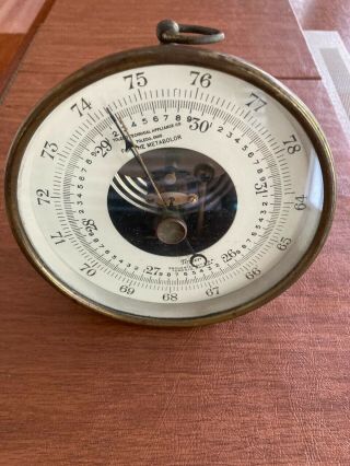 Vintage Taylor Instrument Co.  Rochester Ny Brass Aneroid Wall Barometer
