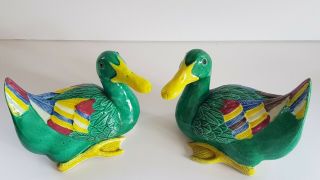 2 Vintage Chinese Pottery Ducks