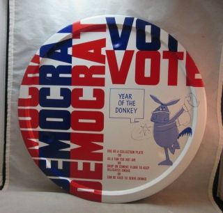 Nos Vintage Democrat Year Of The Donkey Political Tin Litho Tray
