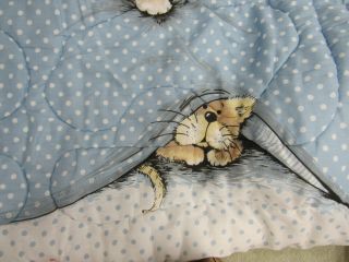 Vtg Sue Hall Snatch/Patch Dog Twin Comforter Blanket Sheets Pillow Case Bedding 3