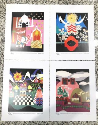 Disney It’s A Small World Set Of 4 Art Print Lithographs By Mary Blair
