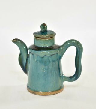 Antique Chinese Ceramic / Pottery Green Teapot / Wine Pot,  19th C