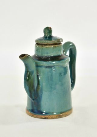 Antique Chinese Ceramic / Pottery Green Teapot / Wine Pot,  19th c 3