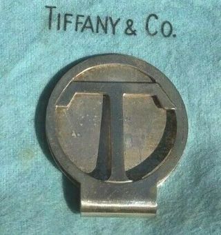 Vintage - Tiffany & Co.  Makers Sterling Silver Letter " T " Money Clip