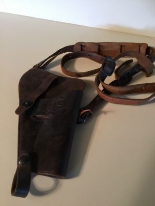 Rare Vintage Military U.  S.  M.  C.  Boyt Leather Shoulder 45 Pistol Gun Holster