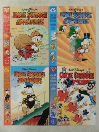 4x Gladstone Uncle Scrooge Adventures In Color 1 2 3 4 W/ Cards Carl Barks