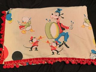 Vintage 60’s Disney Bed Sheet Full Size Mickey Donald Pluto Goofy