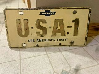 Vintage Embossed Usa 1 Cheverolet See America First License Plate Usa1 Plate
