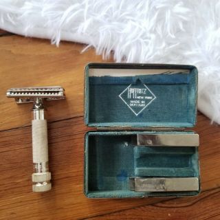 Vintage Shaving Kit Hoffritz Slant Safety Razor w/ Case & Blade Holders Germany 2