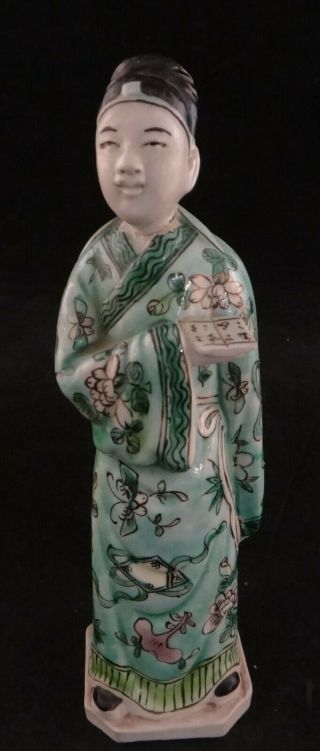 Antique Chinese Enameled Porcelain Figure Of An Official W/ Documents.  6 ½” Tall