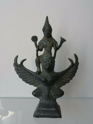 Antique 18th - 19th Century bronze Figure of Vishnu & Garuda Statue. 2
