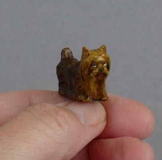 Tiny Vintage Cold Painted Bronze Cute Yorkshire Terrier Yorkie Miniature Dog