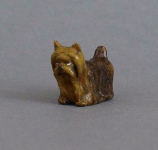 TINY Vintage COLD PAINTED BRONZE Cute YORKSHIRE TERRIER Yorkie MINIATURE Dog 2