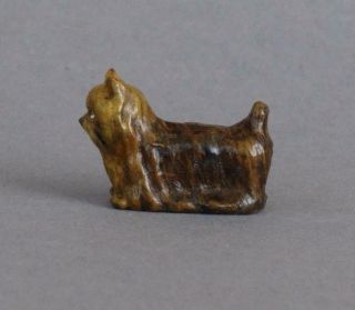 TINY Vintage COLD PAINTED BRONZE Cute YORKSHIRE TERRIER Yorkie MINIATURE Dog 3