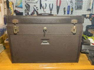 Vintage Kennedy 520 7 Drawer Machinist Tool Box Chest With Key & Felt Lining