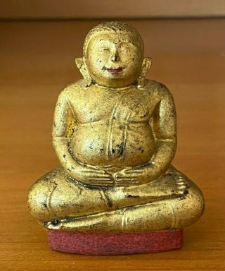 Antique 19th Century Carved Gilt Wood Seated Buddha - Oriental / Chinese / Thai