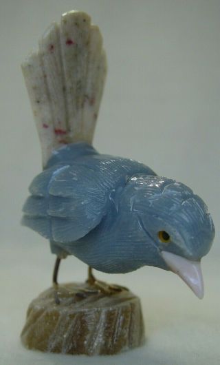 Gemstone Bird Sculpture Hand Carved Wren From Peru 18228