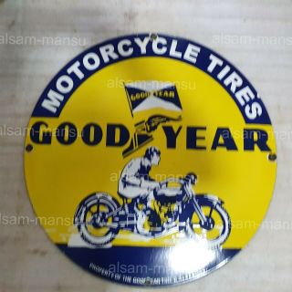 Goodyear Motorcycle Tires 30 Inches Round Vintage Enamel Sign