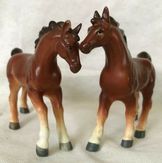 2 Vintage Porcelain Ceramic Horse Figurines Japan Hallmark Approx 4 " L Colt Pony