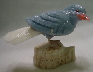 Gemstone Bird Sculpture Hand Carved From Peru 18227