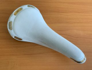 Vintage Selle Italia Limited Edition Fausto Coppi White Leather Cycling Saddle