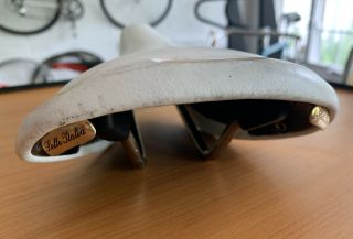 Vintage Selle Italia Limited Edition Fausto Coppi white leather cycling saddle 3