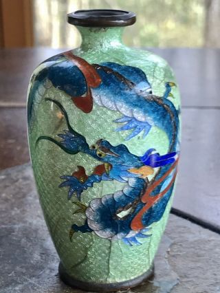 Antique Cloisonne Vase Pair Chinese Marking Flower,  DRAGON Vase RARE 2