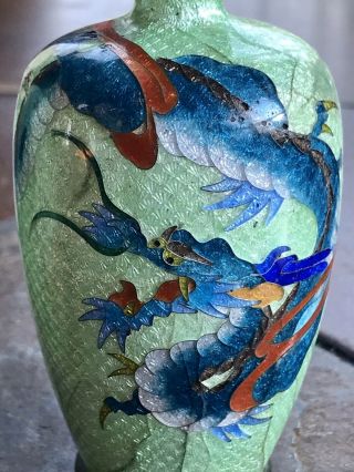Antique Cloisonne Vase Pair Chinese Marking Flower,  DRAGON Vase RARE 3