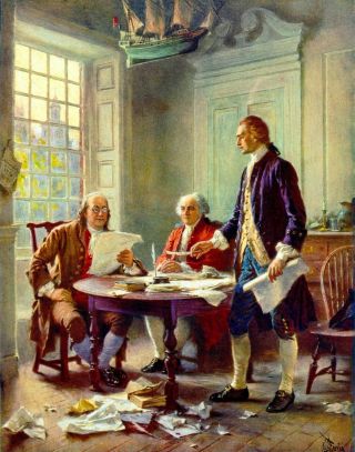 A Scene At The Signing Of Declaration Of Independence - 11x14 Premium Quality Art