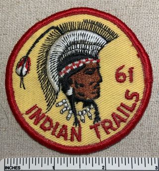 Vintage 1961 Indian Trails Boy Scout Camp Patch Bsa Twill Re Wisconsin Wi Scouts