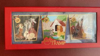 Disney Lady And The Tramp 65th Anniversary Pin Set Le 1000,  In Hand