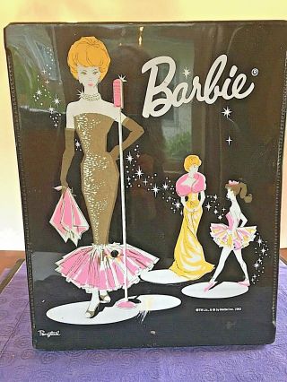 Vtg Mattel Black 1962 Ponytail Barbie Doll Case W/ Barbie & Clothes (fur Coat)