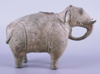 Fine Old Chinese Tibetan Indian Asian Bronze Elephant Vase Sculpture Scholar 1