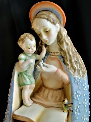 Vtg Mj Hummel Flower Madonna Virgin Mary Baby Jesus Bird Ceramic 13/3 Germany