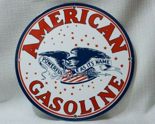 Vintage American Gasoline Porcelain Sign Gas Motor Oil Metal Service Station Usa