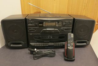 Serviced Vintage Jvc Pc - X110 Am - Fm Radio Cd Player Dual Cassette Rm - Rx110 Remote