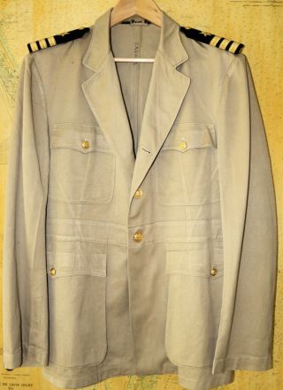 Vintage Ww2 - Era U.  S.  Navy Officer Khaki Jacket For A Commander (42l)