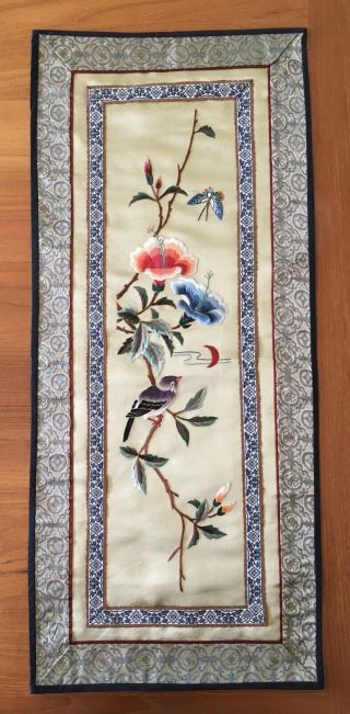Antique Chinese Silk Embroidery Wall Hanging Tapestry Panel