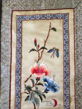 Antique Chinese Silk Embroidery Wall Hanging Tapestry Panel 2