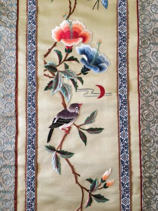 Antique Chinese Silk Embroidery Wall Hanging Tapestry Panel 3