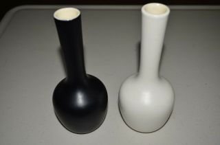 Royal Haeger Black White Mcm Retro Art Deco Pottery Flower Vases Usa Vtg 50s 60s