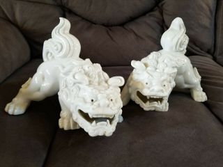 Foo Dogs White Porcelain - Made In Japan - Omc - Otagiri Mercantile Company Pair