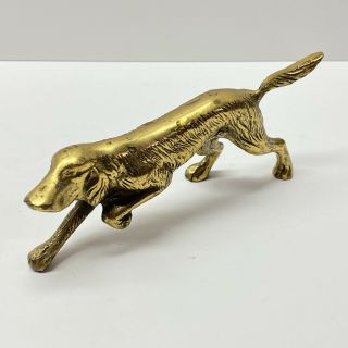 Vintage Brass Hunting Dog Pointer Sculpture Figure 7” Long,  Weighs 11 Oz